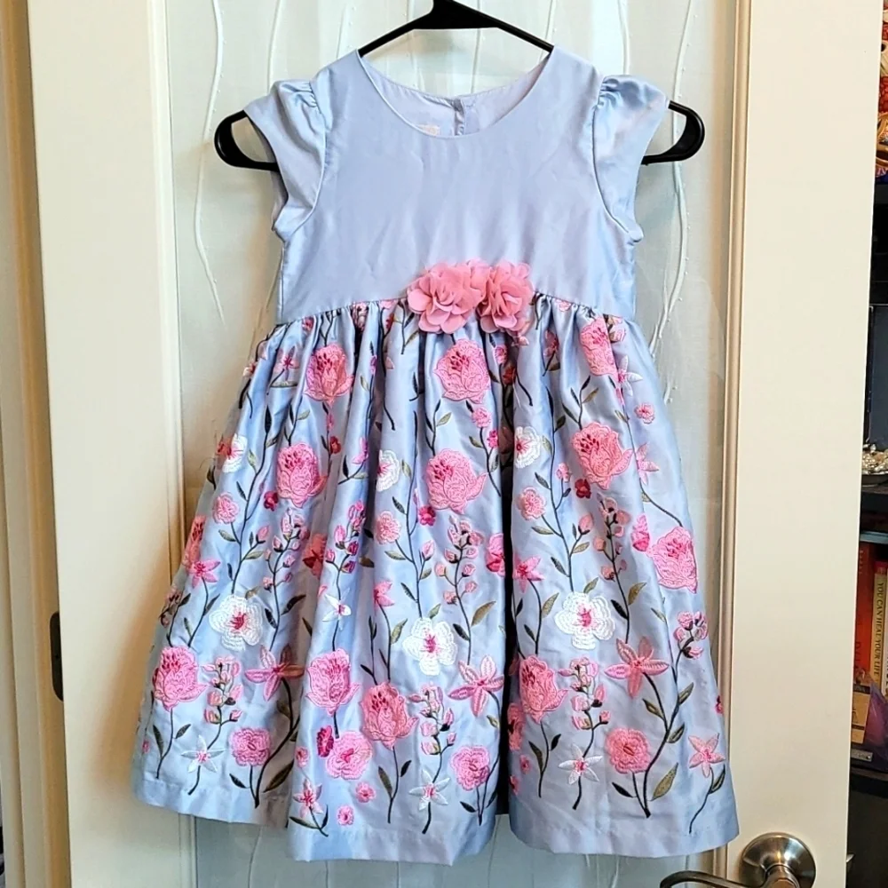 Laura Ashley Floral Embroidered Girls Dress - Picture 1 of 6